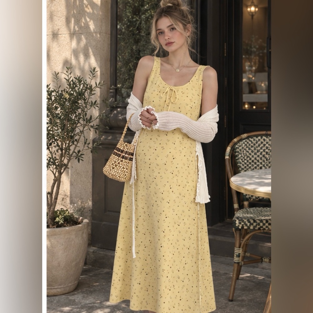 Yellow Floral Maxi Maternity Dress